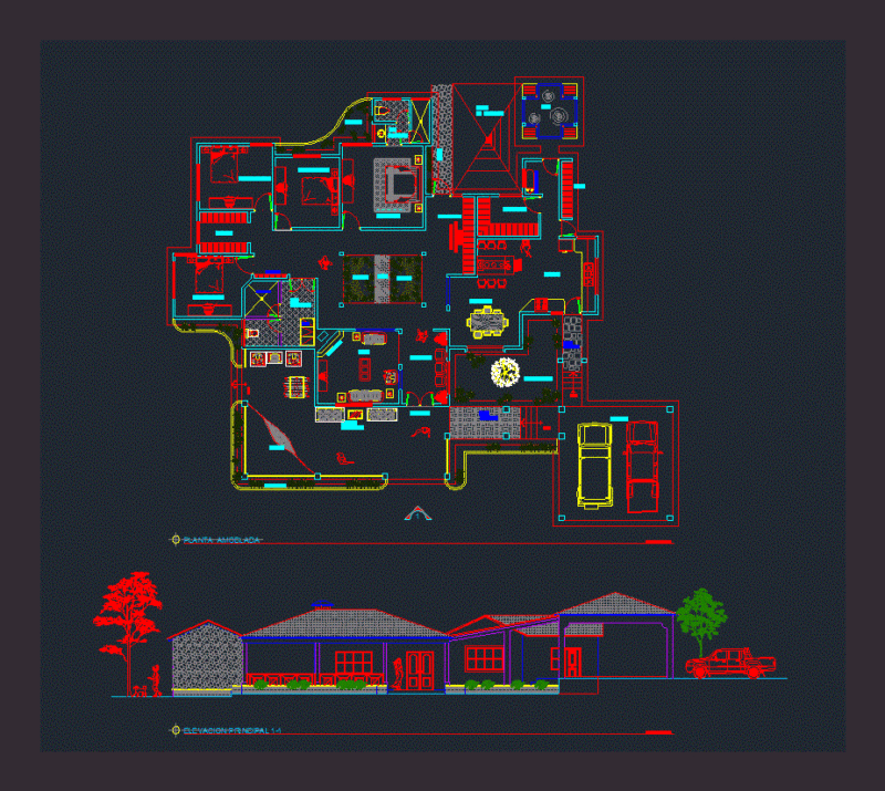 Country House DWG Block for AutoCAD