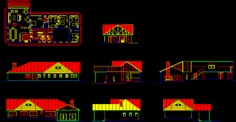 Single Storey Country House 2D DWG Full Project For AutoCAD