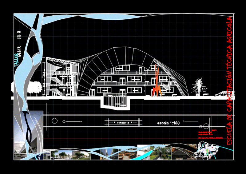 Court Trcnica Agricultural School DWG Section for AutoCAD
