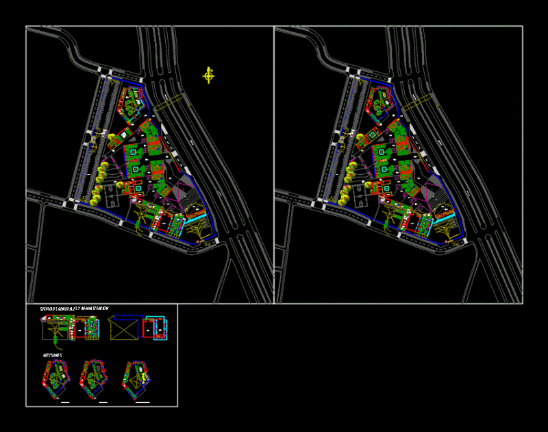 Cultural Boulevard Gastronomic With Parking And Assembly Plans 2D DWG Design Plan for AutoCAD