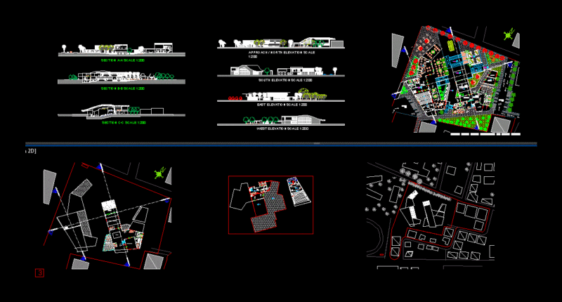 Dance School In Nicosia – With Public Facilities – Urban Scale DWG Elevation for AutoCAD