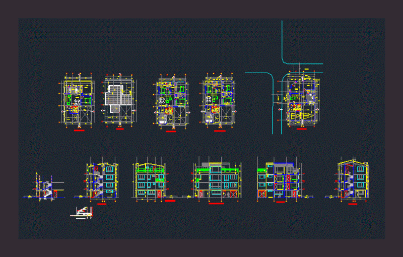 Department Of 4 Levels DWG Block for AutoCAD