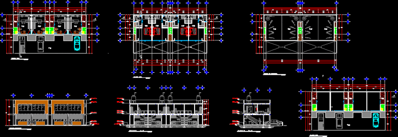 Department Two Levels DWG Section for AutoCAD