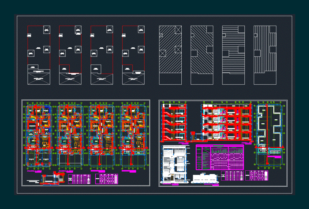 Departments Building DWG Section for AutoCAD