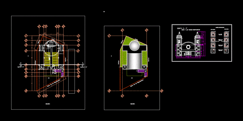Design Church DWG Block for AutoCAD