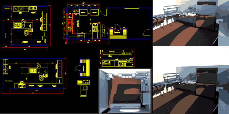 Design Industrial Kitchen DWG Block for AutoCAD