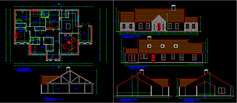Design Of A Bungalow DWG Elevation for AutoCAD