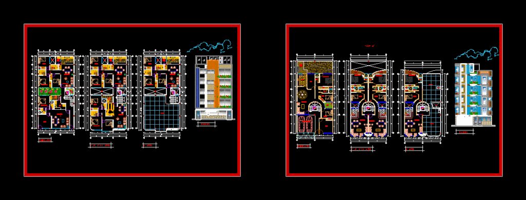 Design Two Multifamily Proposals DWG Elevation for AutoCAD