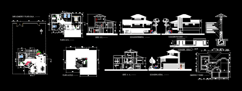 Detached House 3 Levels DWG Detail for AutoCAD