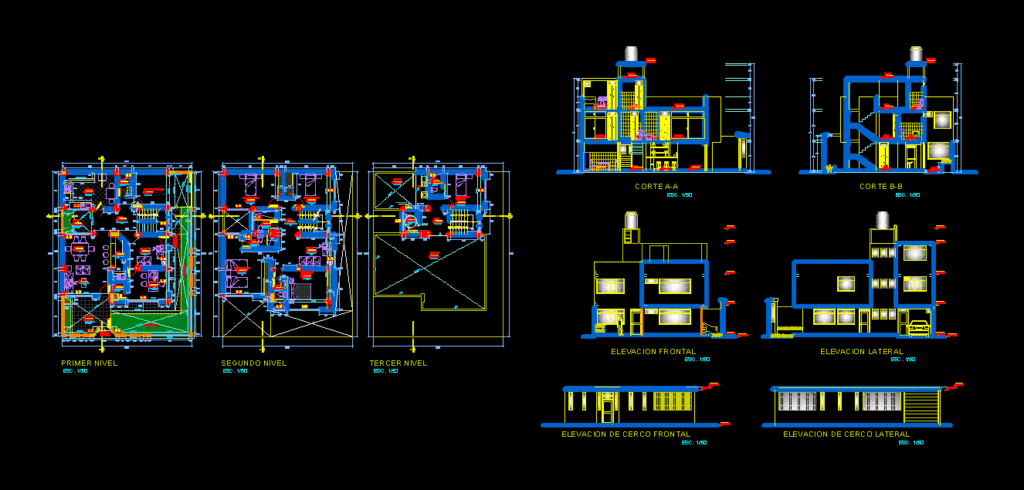 Detached House Duplex DWG Elevation for AutoCAD