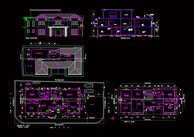 Detached House DWG Block for AutoCAD