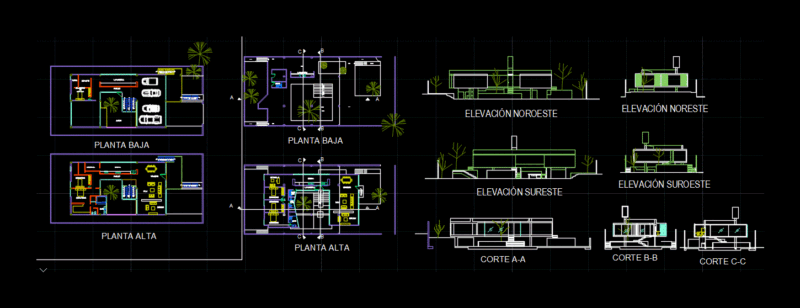 Detached House DWG Block for AutoCAD
