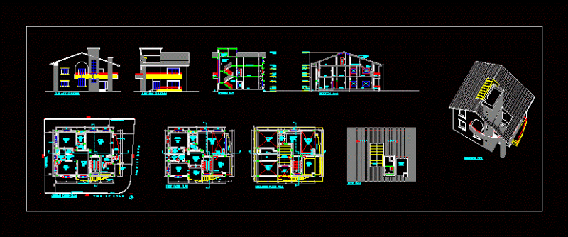 Detached House DWG Block for AutoCAD