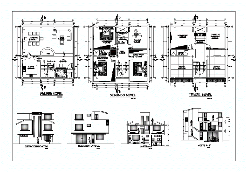 Detached House DWG Block for AutoCAD