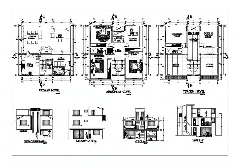 Detached House DWG Block for AutoCAD