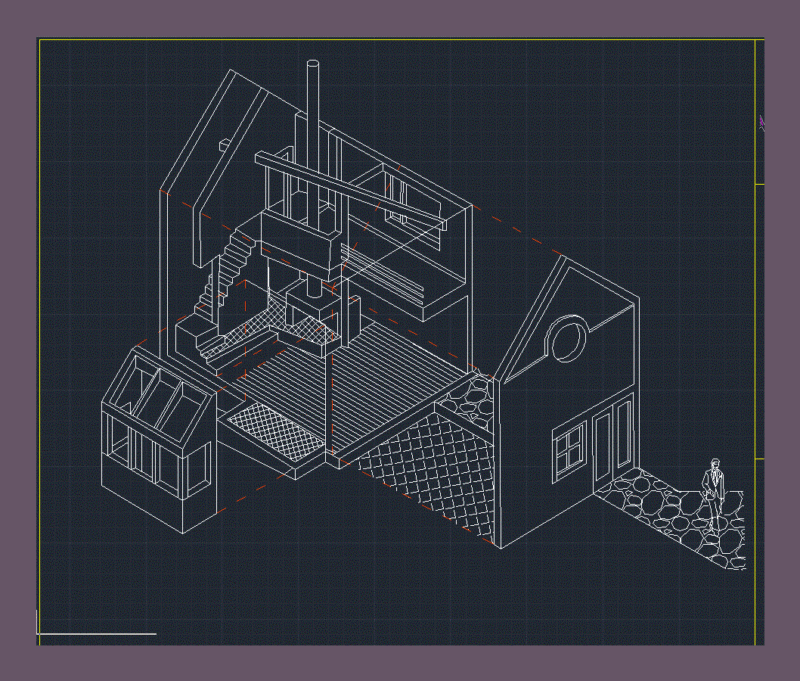 Detached House DWG Block for AutoCAD