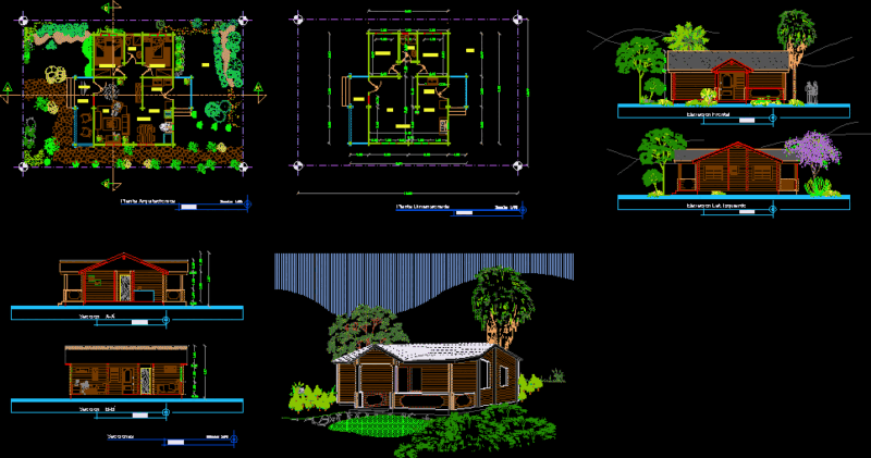 Detached House Field DWG Block for AutoCAD
