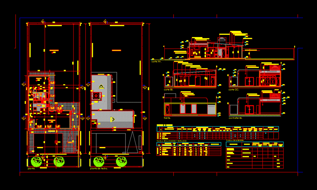 Detached Houses DWG Section for AutoCAD
