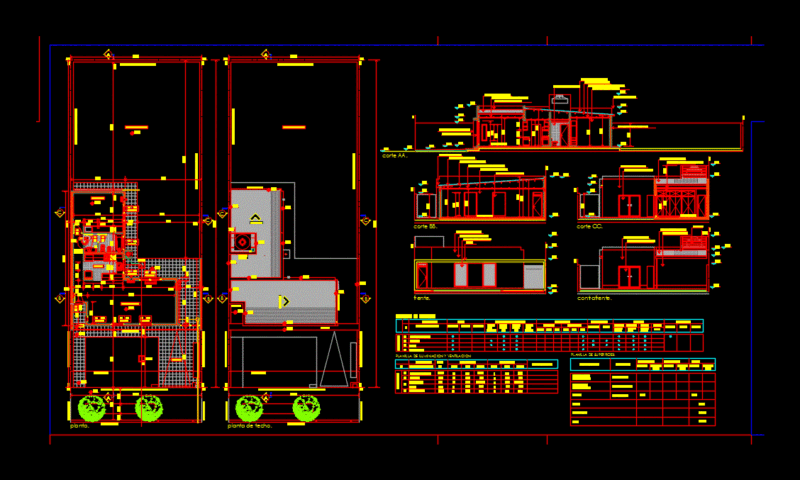 Detached Houses DWG Section for AutoCAD