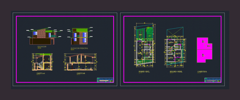 Two-Level Single-Family Home Plans with Elevations and Sections