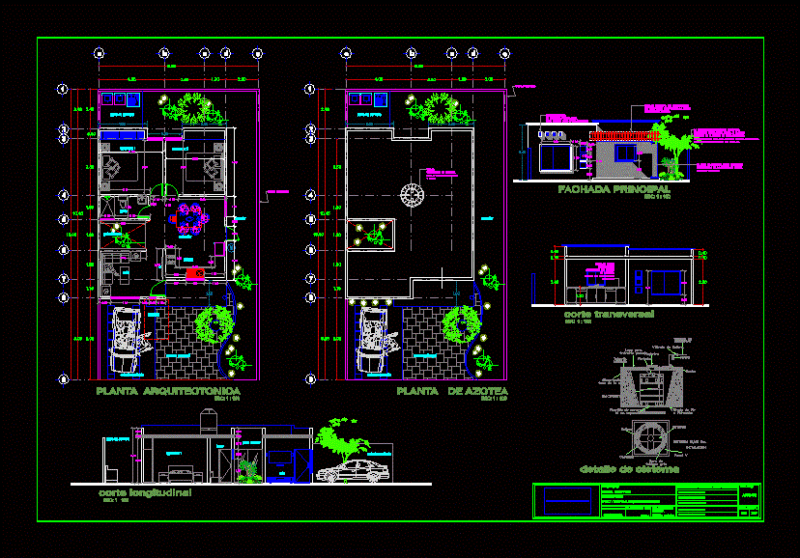 Detached One Level DWG Block for AutoCAD
