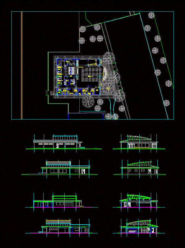 Dining Industrial DWG Section for AutoCAD