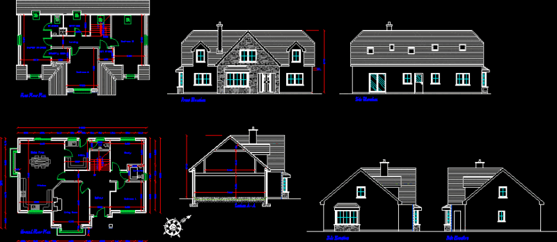 Dormer Bungalow DWG Block for AutoCAD