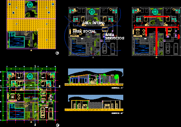 Draft Courtyard House Architecture DWG Block for AutoCAD â€¢ Designs CAD