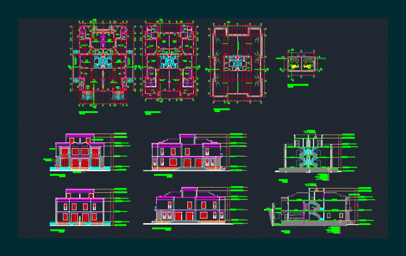 Duplex – Identical Twins DWG Block for AutoCAD