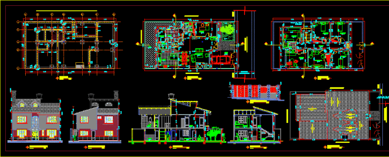 Duplex House – Three Bedrooms DWG Block for AutoCAD