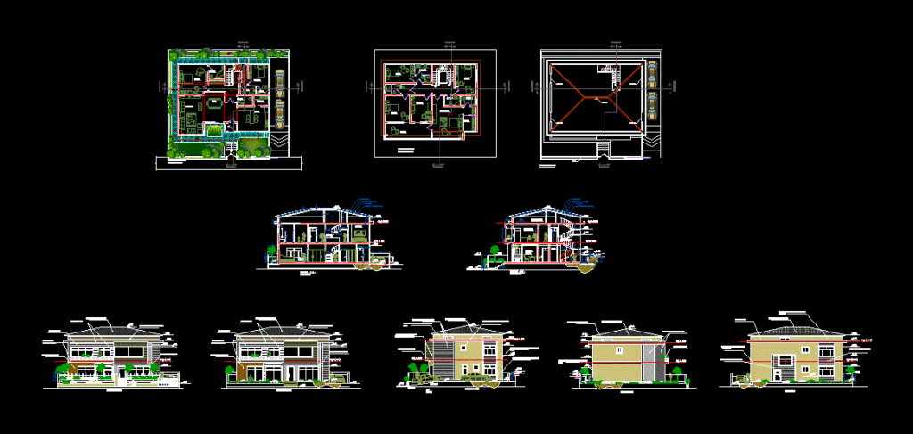 Duplex Housing Project DWG Full Project for AutoCAD