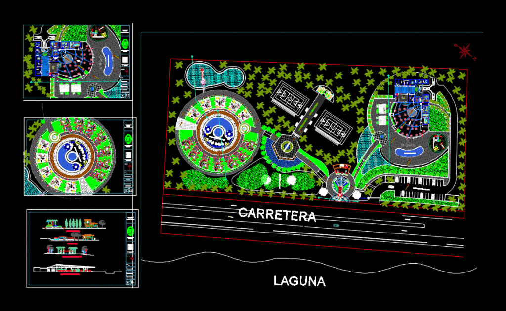 Ecolodge With Pool And Playground 2D DWG Design Elevation for AutoCAD