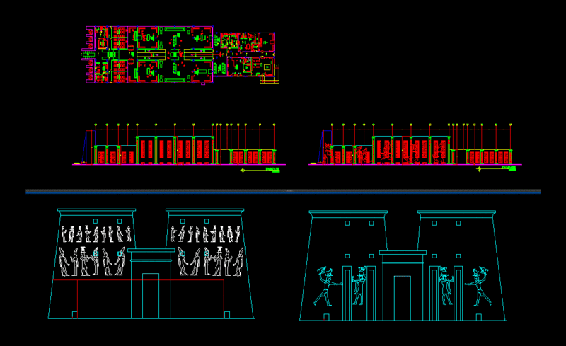 Egyptian Museum Style Facades DWG Block for AutoCAD