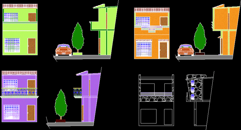 Facade 2 Plants DWG Block for AutoCAD