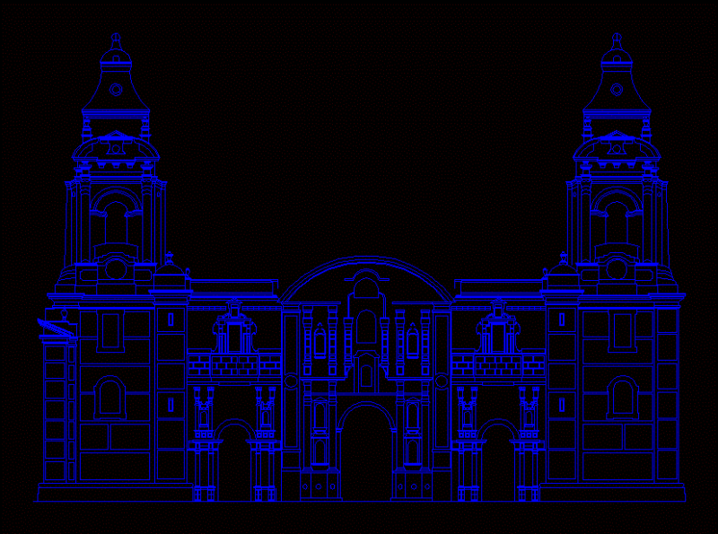 Facade Cathedral Of Lima DWG Block for AutoCAD