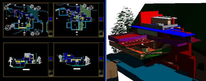 Falling Water 3D DWG Model for AutoCAD