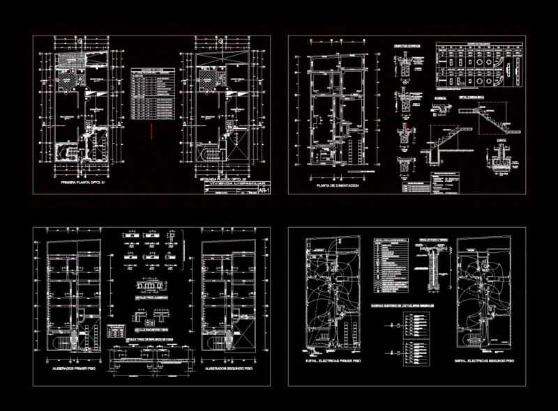 2-Story Single-Family House Plans with Structural and Electrical