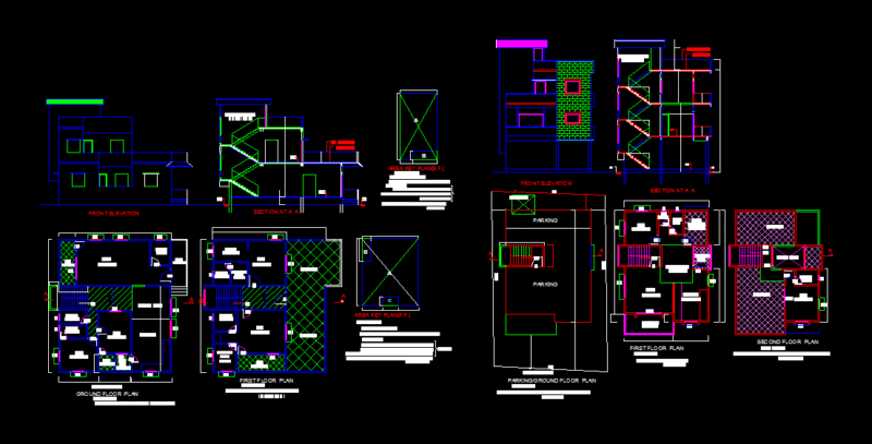 Family Bunglow DWG Plan for AutoCAD