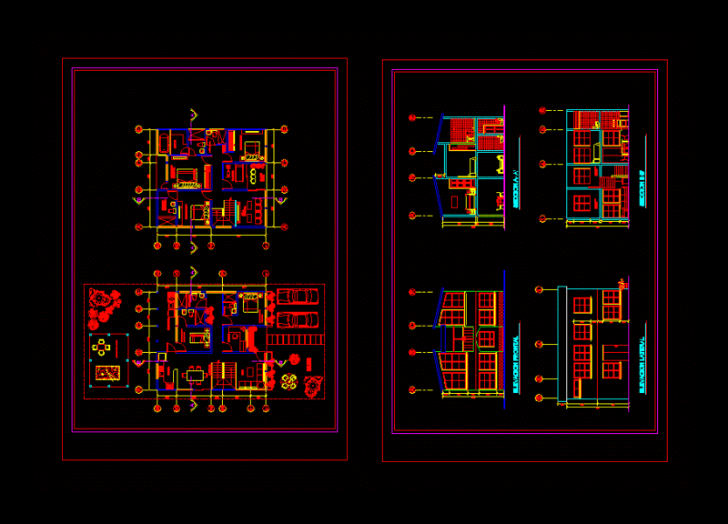 Family House 2 Level DWG Section for AutoCAD