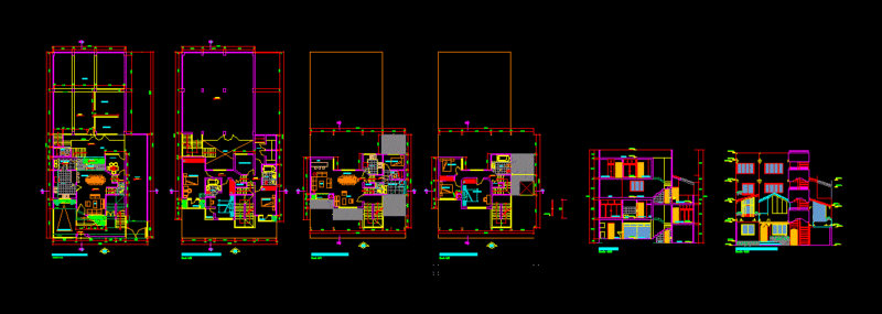 Family House 3 Levels DWG Plan for AutoCAD