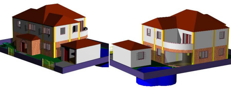 Family House 3D DWG Model for AutoCAD