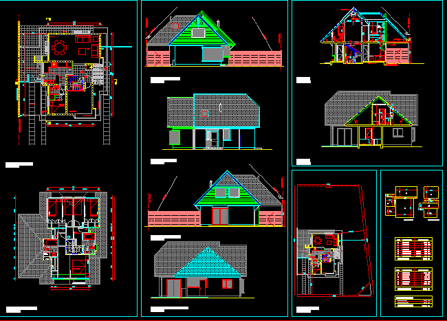 2 storeys family house 2d dwg full project for autocad