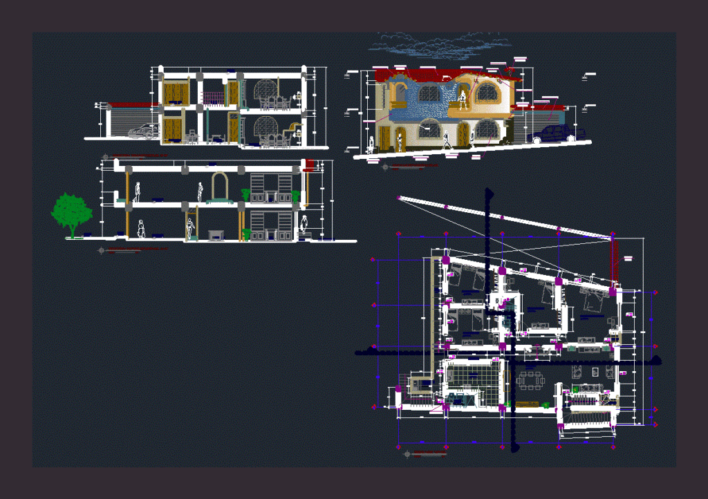 Family House DWG Block for AutoCAD