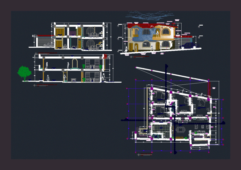 Family House DWG Block for AutoCAD