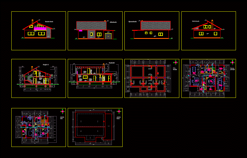 Autocad схема одноэтажного дома