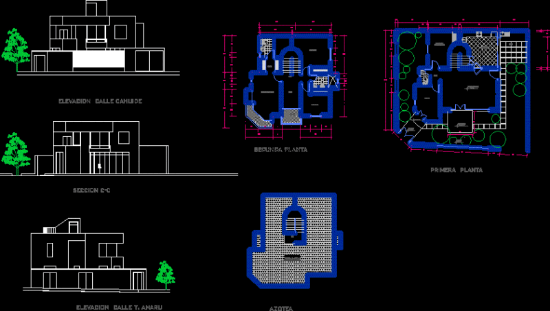 Family House DWG Block for AutoCAD