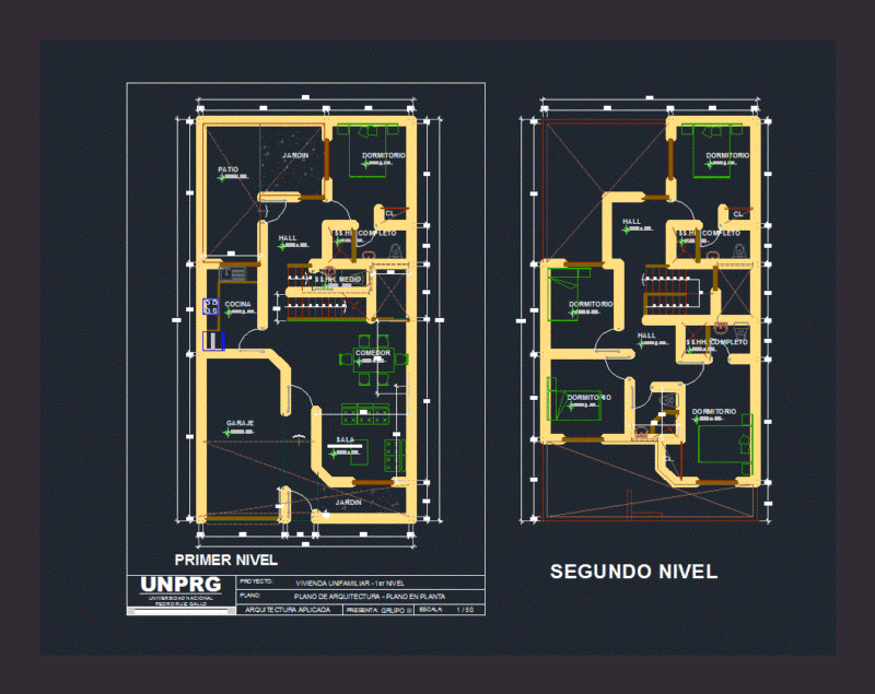 Family House Of 2 Levels DWG Block for AutoCAD