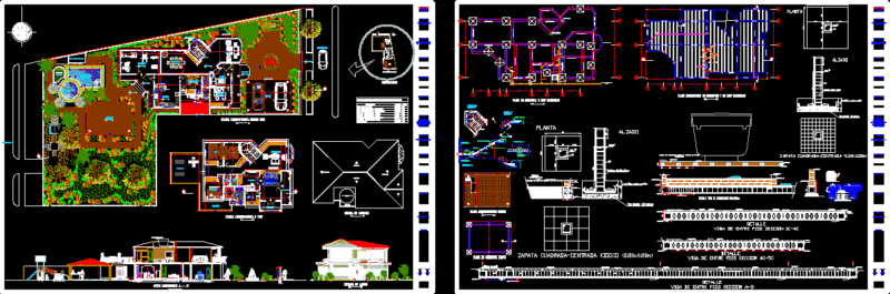 Family Housing 2 Plants DWG Section for AutoCAD