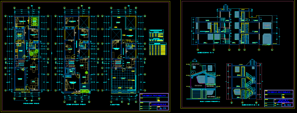 Family Housing Architecture DWG Section for AutoCAD