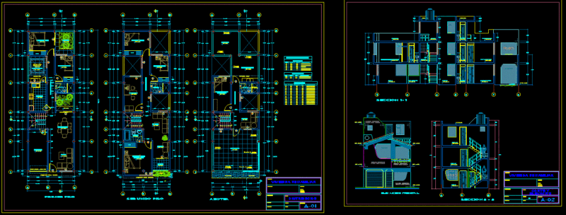 Family Housing Architecture DWG Section for AutoCAD